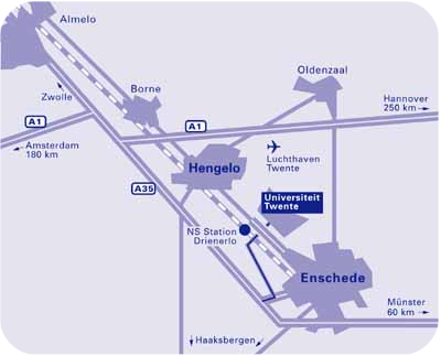 Route description to the University of Twente